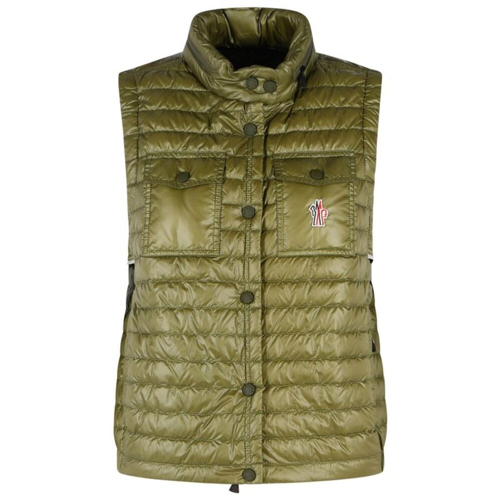 Moncler Grenoble 'Gumiane' Padded Vest With Green Polyamide Hood Women